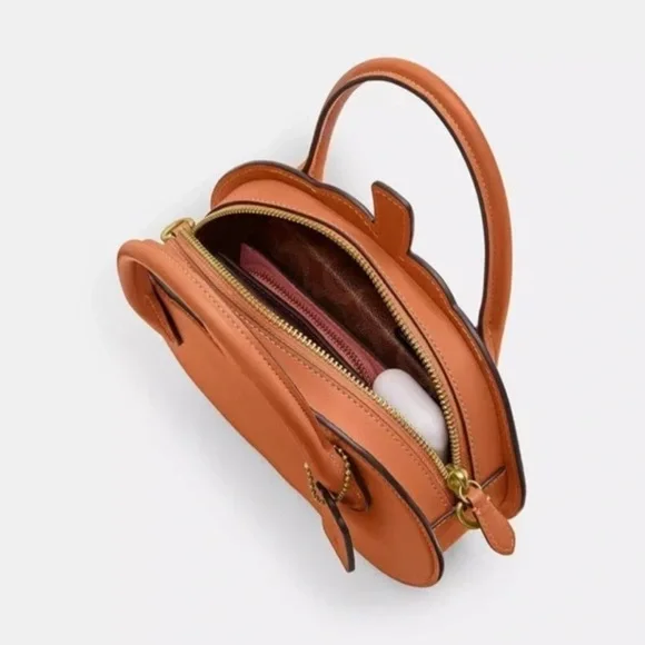 NWT Coach Orange Pumpkin Leather Bag CU868 - Picture 3 of 11